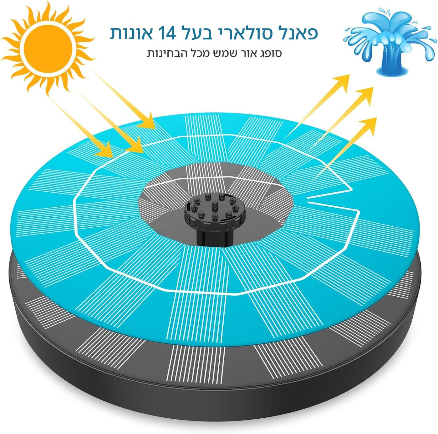 משאבת מזרקה סולארית 3.5W עם 6 פיות – לעיצוב מזרקות DIY וקישוט חוץ חזק עם פאנל סולארי