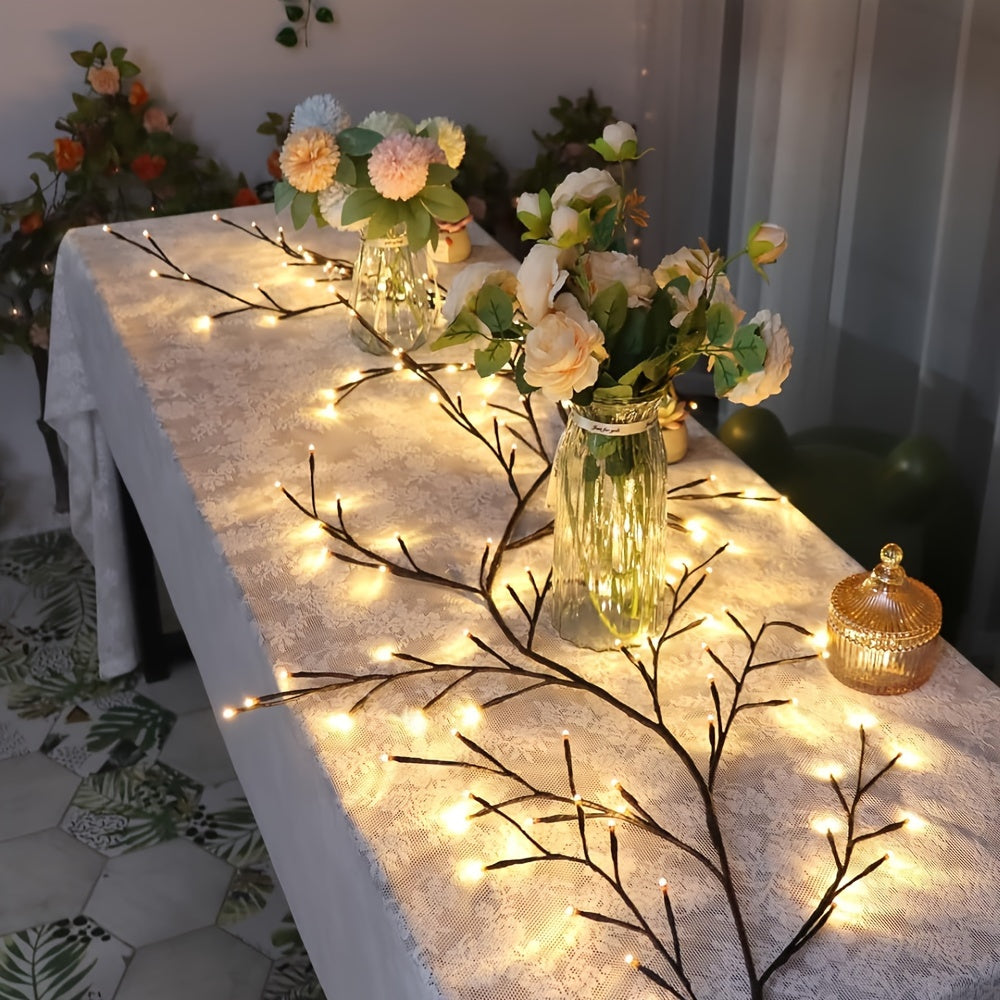גירלנד תאורת סולארית 1 יח׳ – 72/96 נורות LED חמות, 8 מצבים, דקורטיבי לבית ולחוץ
