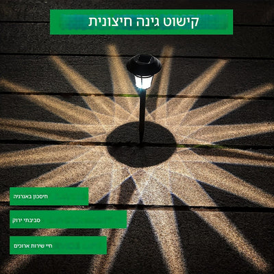 6 מנורות סולאריות לגינה – תאורת שביל דקורטיבית עם אפקט צל ריאליסטי, LED אקרילי, להטמנה בקרקע