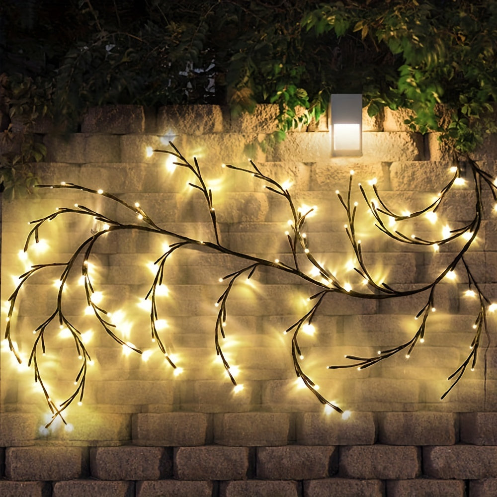 גירלנד תאורת סולארית 1 יח׳ – 72/96 נורות LED חמות, 8 מצבים, דקורטיבי לבית ולחוץ