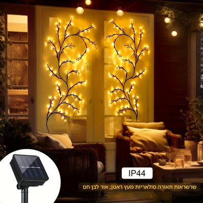 גירלנד תאורת סולארית 1 יח׳ – 72/96 נורות LED חמות, 8 מצבים, דקורטיבי לבית ולחוץ