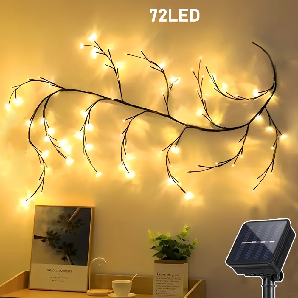 גירלנד תאורת סולארית 1 יח׳ – 72/96 נורות LED חמות, 8 מצבים, דקורטיבי לבית ולחוץ