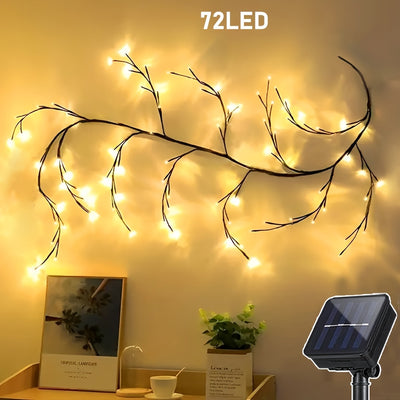 גירלנד תאורת סולארית 1 יח׳ – 72/96 נורות LED חמות, 8 מצבים, דקורטיבי לבית ולחוץ