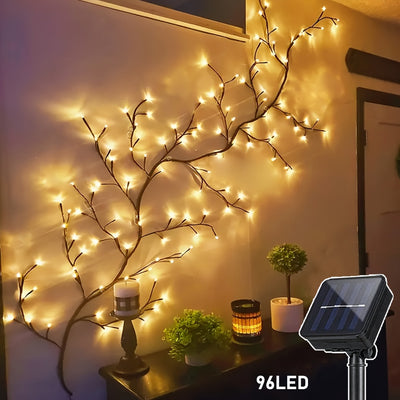 גירלנד תאורת סולארית 1 יח׳ – 72/96 נורות LED חמות, 8 מצבים, דקורטיבי לבית ולחוץ
