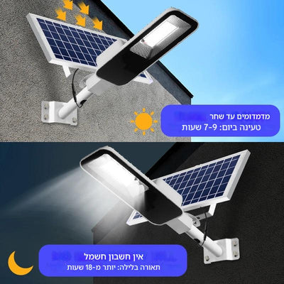 תאורה סולארית חיצונית 200W – תאורת רחוב עמידה למים עם סוללה 6000mAh, הפעלה אוטומטית משקיעה ועד זריחה