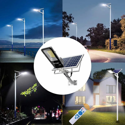 תאורה סולארית חיצונית 200W – תאורת רחוב עמידה למים עם סוללה 6000mAh, הפעלה אוטומטית משקיעה ועד זריחה