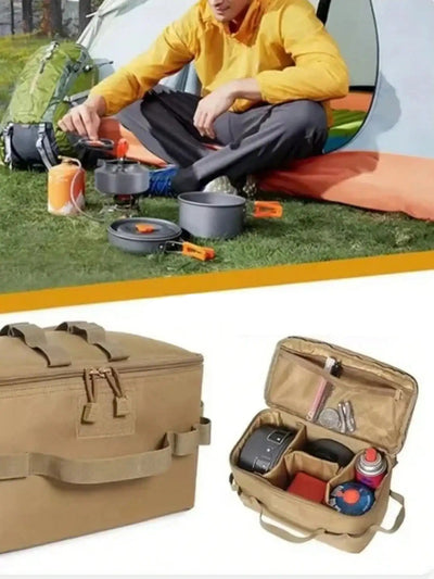 תיק אחסון למכל גז לקמפינג בנפח גדול עם תיק לכלי בישול ופיקניק